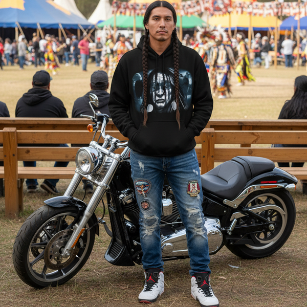 *WARRIOR CHIEF* (BLACK) PULLOVER HOODIES