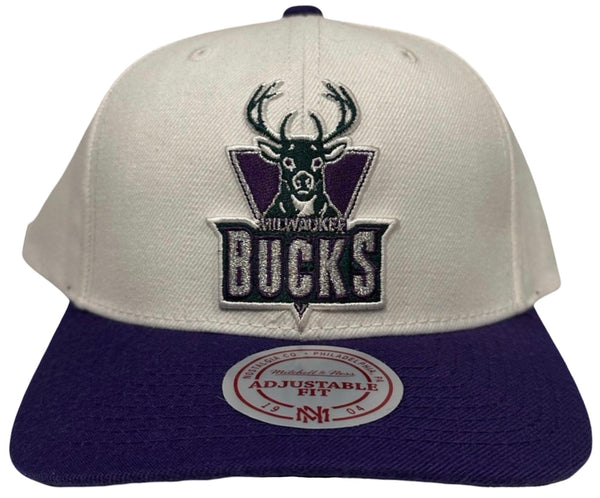 *Milwaukee Bucks* curved beak snapback hats by Mitchell & Ness