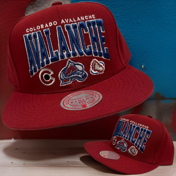 *Colorado Avalanche* snapback hats by Mitchell & Ness