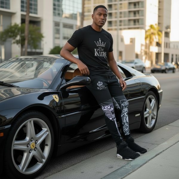 ^KING OF HEARTS^ LUXURY JOGGER SWEATPANTS (CUT & SEW)(EMBROIDERED LOGOS)