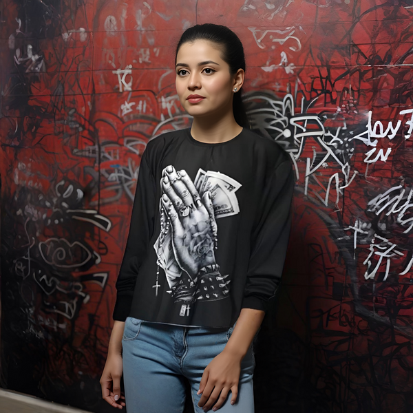 ^GOTHIC PRAYING HANDS^ LONG SLEEVE TEES
