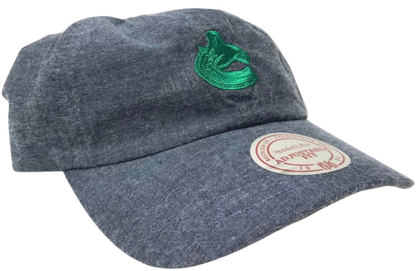 *Vancouver Canucks* soft shell curved beak strapback hats by Mitchell & Ness