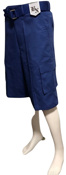 ^BROOKLYN XPRESS^ (BLUE) BELTED CARGO SHORTS FOR MEN