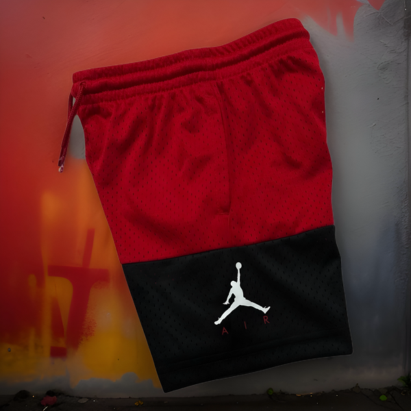*AIR JORDAN* (RED-BLACK) ACTIVEWEAR SHORTS (GIRL-BOYS)