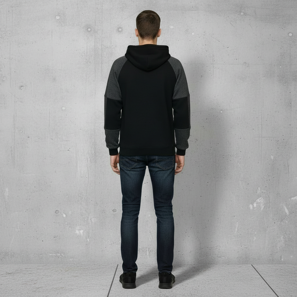 *23* (BLACK-DARK GREY) LUXURY PULLOVER HOODIES (CUT & SEW)(UNISEX)