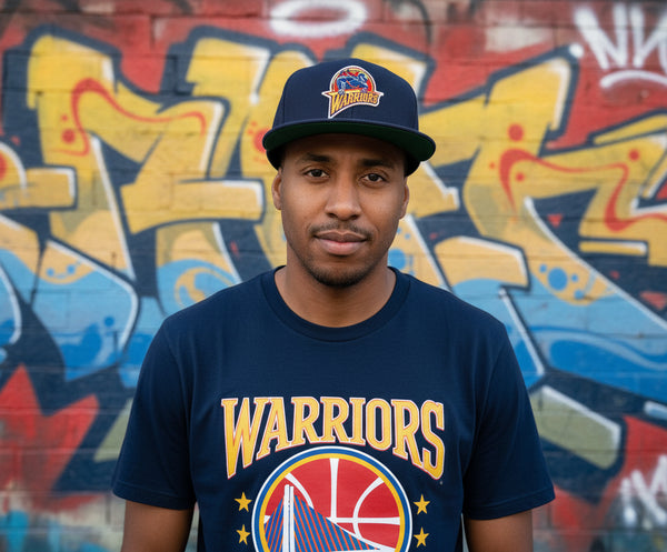 *Golden State Warriors* (Navy) snapback hats by Mitchell & Ness