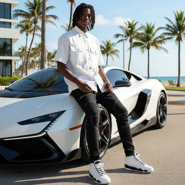 *ABLANCHE* ~WHITE~ BUTTON UP COLLARED DRESS SHIRT (5XL)