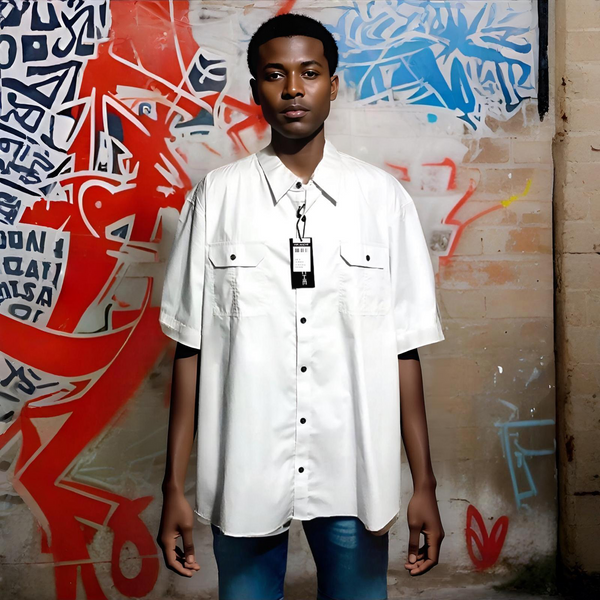 ^ABLANCHE^ *WHITE* BUTTON UP COLLARED DRESS SHIRT (5XL)