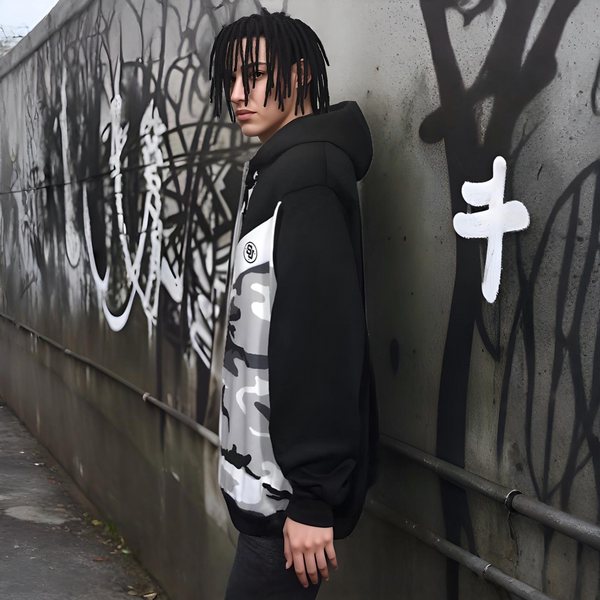 ^SEAN JOHN^ (CAMOUFLAGE) POLYESTER HOODED ZIP UP TRACK JACKETS (XB SIZED)