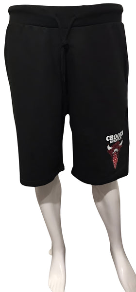 ^CROOKS & CASTLES^ (BLACK) ~CHICAGO~ MEN'S KNIT SUMMER SHORTS FOR MEN