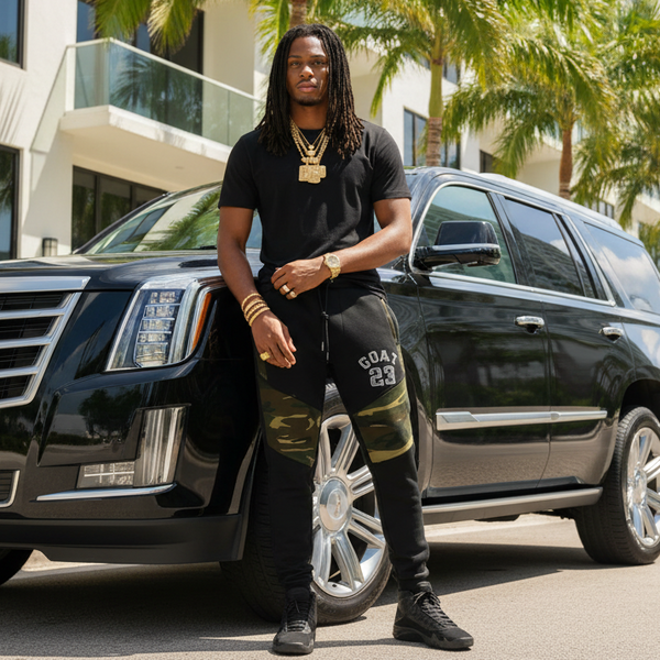 *23 GOAT* •CAMOUFLAGE LUXURY JOGGER SWEATS• (CUT & SEW) (EMBROIDERED LOGO)