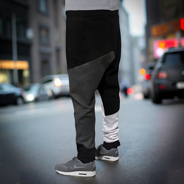 •CHAMPION CHIEF• LUXURY (BLACK-MULTI) JOGGER SWEATPANTS (CUT & SEW) (EMBROIDERED LOGO)