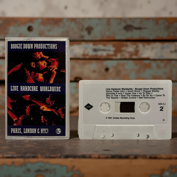 •BOOGIE DOWN PRODUCTIONS - LIVE! HARDCORE WORLDWIDE PARIS, LONDON & NYC!• ~1991 OG PRESSING~ (CASSETTE TAPE)
