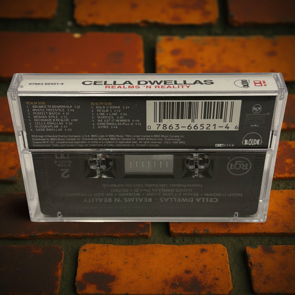 •CELLA DWELLAS - REALMS & REALITY• ~1996 OG CANADIAN PRESSING~ (CASSETTE TAPE) (BLACK SHELL)