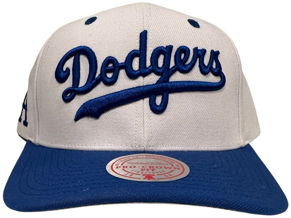 *Los Angeles Dodgers* (White) ~Pro Crown~ curved beak snapback hats by Mitchell & Ness