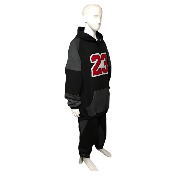 •23• (BLACK-DARK GREY) LUXURY JOGGER SWEATSUITS (CUT & SEW)