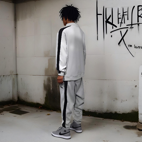 ^SEAN JOHN^ (GREY-MULTI)  POLYESTER COLLARED ZIP UP TRACKSUITS (XB SIZED)