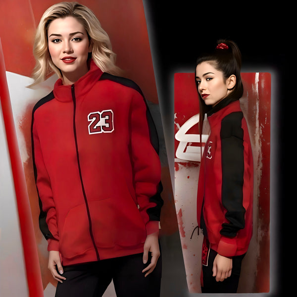 ^23^ (RED-BLACK) LUX ZIP UP TRACK JACKETS (CUT & SEW)