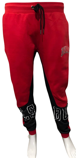 ^BULLS^ (RED-MULTI) *CUT & SEW* LUXURY JOGGER SWEATPANTS