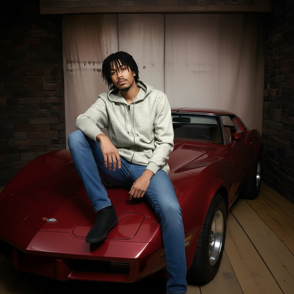 *BLACK SCALE* ZIP UP HOODIE (OATMEAL)