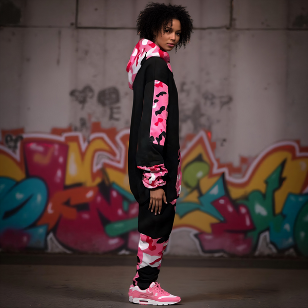 ^CHIEFIN’ ADI-FEATHER^ (PINK CAMOUFLAGE) HOODED ZIP UP TRACKSUITS (CUT & SEW)