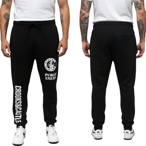 *CROOKS & CASTLES* (BLACK) ~PUBLIC ENEMY~ SWEATPANTS FOR MEN