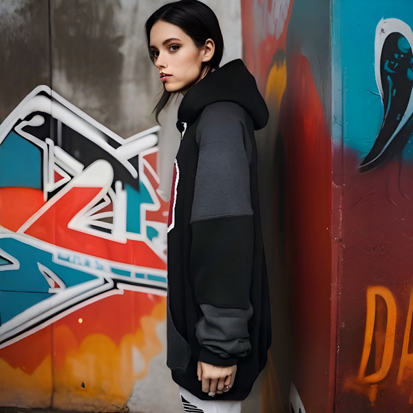 ^23^ (BLACK-DARK GREY) LUXURY PULLOVER HOODIES (CUT & SEW)