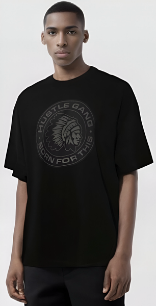 *HUSTLE GANG* (BLACK) ~BORN FOR THIS~ REFLECTIVE SHORT SLEEVE T-SHIRT