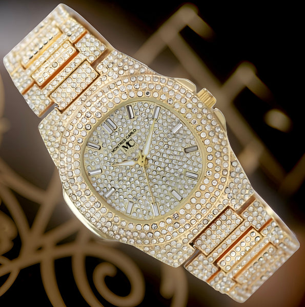 *MC* ~ICED OUT~ (UNISEX) HIP HOP WATCHES (GOLD)