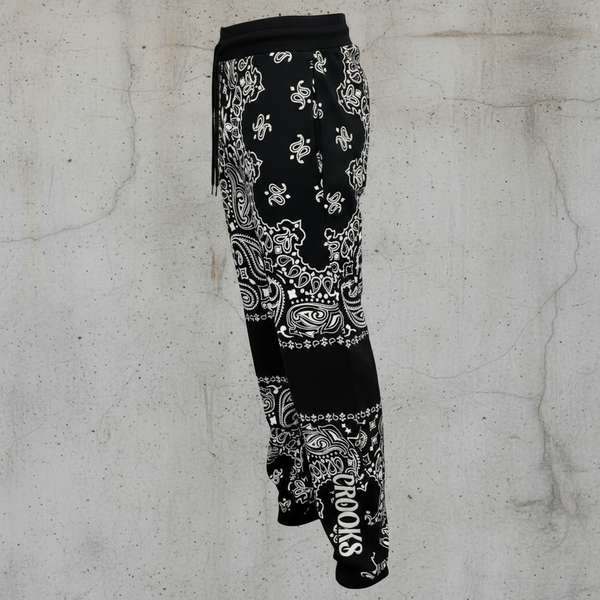 *CROOKS & CASTLES* (BLACK) ~PAISLEY~ JOGGER SWEATPANTS FOR MEN