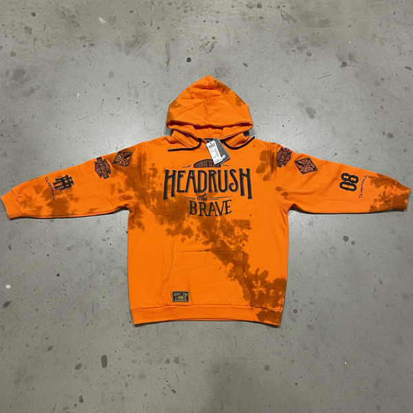 *HEADRUSH* ~The Brave~ •Orange Acid Wash hoodies• (Puff Print)