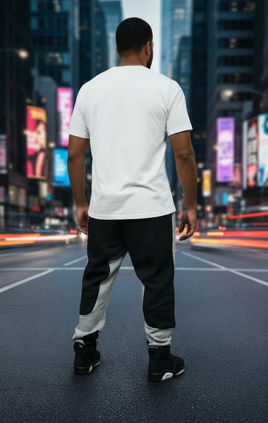 *23* (BLACK-LIGHT GREY) •LUXURY JOGGER SWEATPANTS• (CUT & SEW)