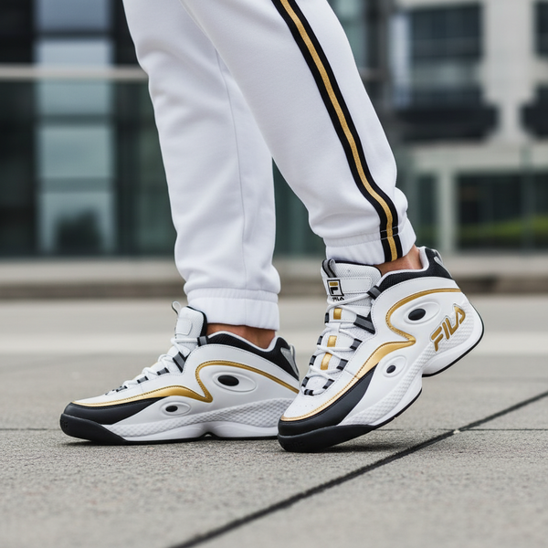 *FILA* ~G-Hill 3~ •90’s Throwback’s• ~B-Ball Sneaks~(Black/Gold/White)