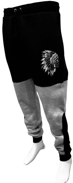 ^CHIEFIN’^ (BLACK-GREY) JOGGER SWEATPANTS (CUT & SEW)