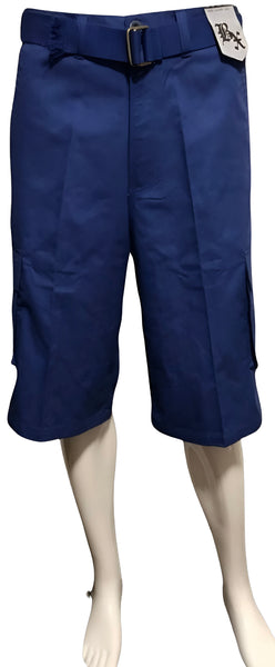 ^BROOKLYN XPRESS^ (BLUE) BELTED CARGO SHORTS FOR MEN