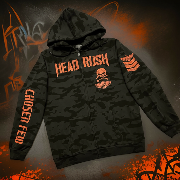 *HEADRUSH* (Dark Camo) ~The Chosen Few~ ZIP Up Hoodies