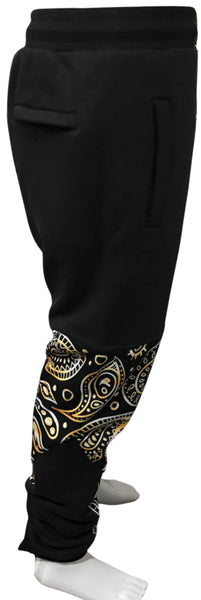 ^23 YELLOW GOLD^ BANDANA JOGGER SWEATPANTS (CUT & SEW)