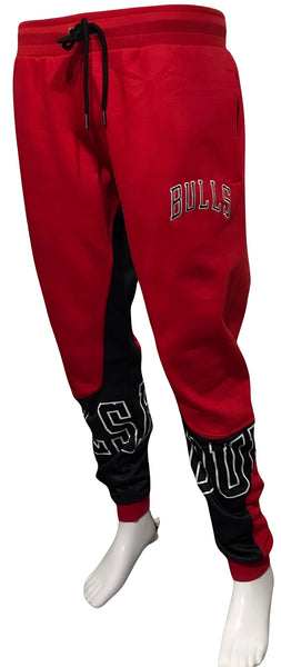 ^BULLS^ (RED-MULTI) *CUT & SEW* LUXURY JOGGER SWEATPANTS