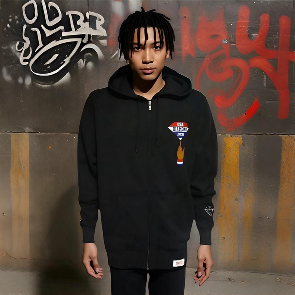 ^DIAMOND SUPPLY CO.^ (BLACK) *USA DIAMOND LIFERS* ZIP UP HOODY