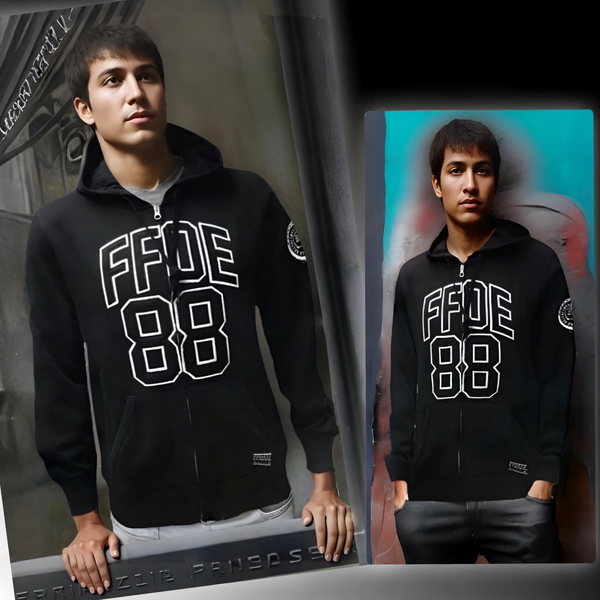 ^FINALLY FAMOUS^ (BLACK) ZIP UP HOODIE (MEDIUM)