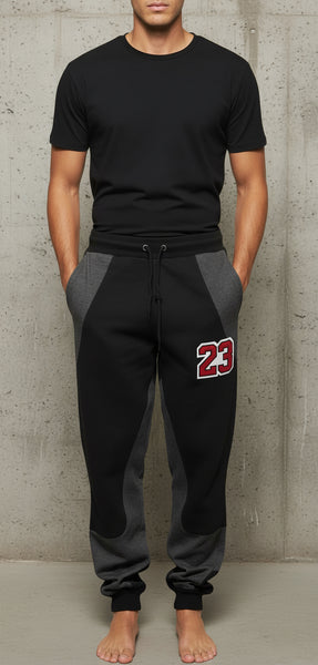 *23* (BLACK-DARK GREY) •LUXURY JOGGER SWEATPANTS• (CUT & SEW)