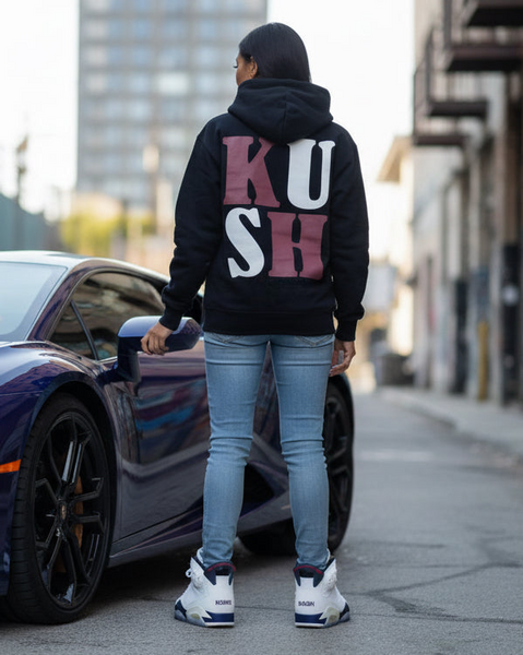 *KUSH CLOTHING* (NAVY-PINK) ZIP UP HOODIES FOR WOMEN