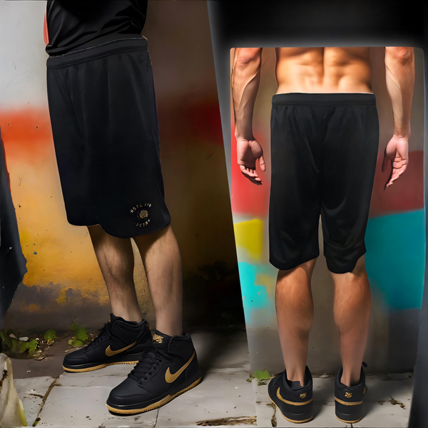 ^HUSTLE GANG^ (BLACK) ~VCTRS~ UNLINED MESH BASKETBALL SHORTS