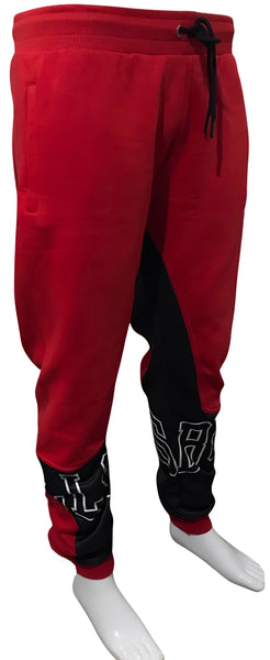 ^BULLS^ (RED-MULTI) *CUT & SEW* LUXURY JOGGER SWEATPANTS