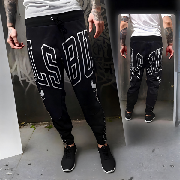 ^BULLS^ (BLACK) *CUT & SEW* LUXURY JOGGER SWEATPANTS