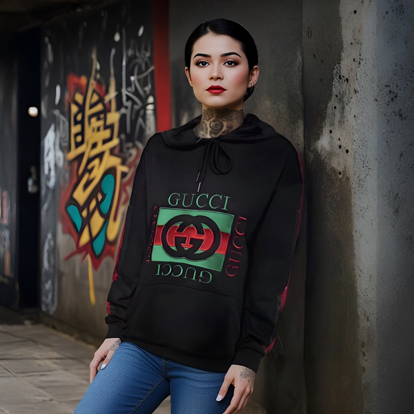 ^LUXURY^ BLACK-MULTI) ITALIAN EMBROIDERED PULLOVER HOODIES