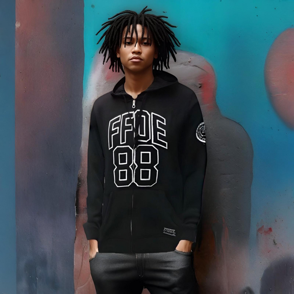 ^FINALLY FAMOUS^ (BLACK) ZIP UP HOODIE (MEDIUM)