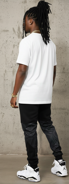 *23 TRIPLE BLACK* •LUXURY BANDANA JOGGER SWEATPANTS• (CUT & SEW)(EMBROIDERED LOGOS)