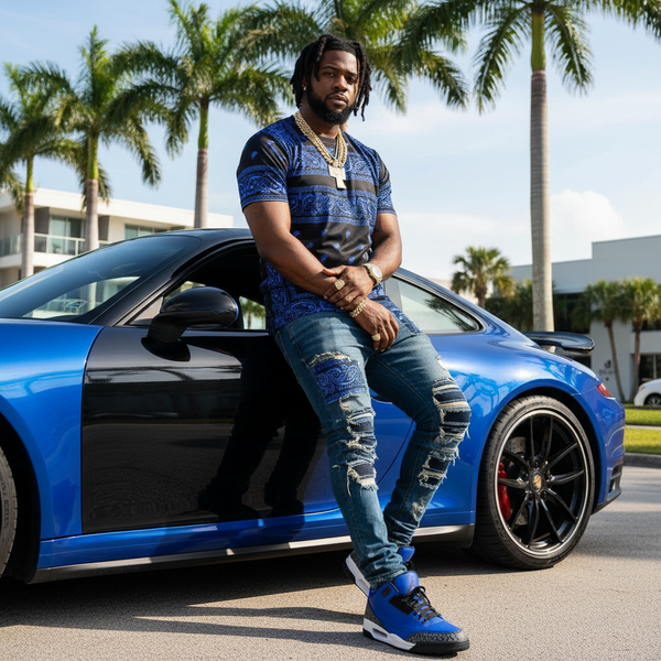 *MATCHING BANDANA SET* ~Lightweight Summer Activewear~ (Blue bandana on black)