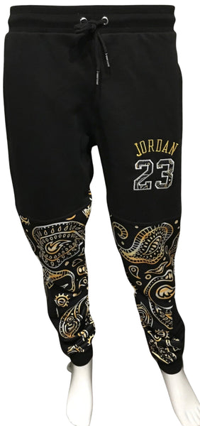 ^23 YELLOW GOLD^ BANDANA JOGGER SWEATPANTS (CUT & SEW)